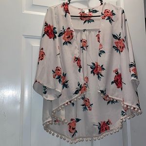 Mimi Chica Floral Cardigan - Cream and Red